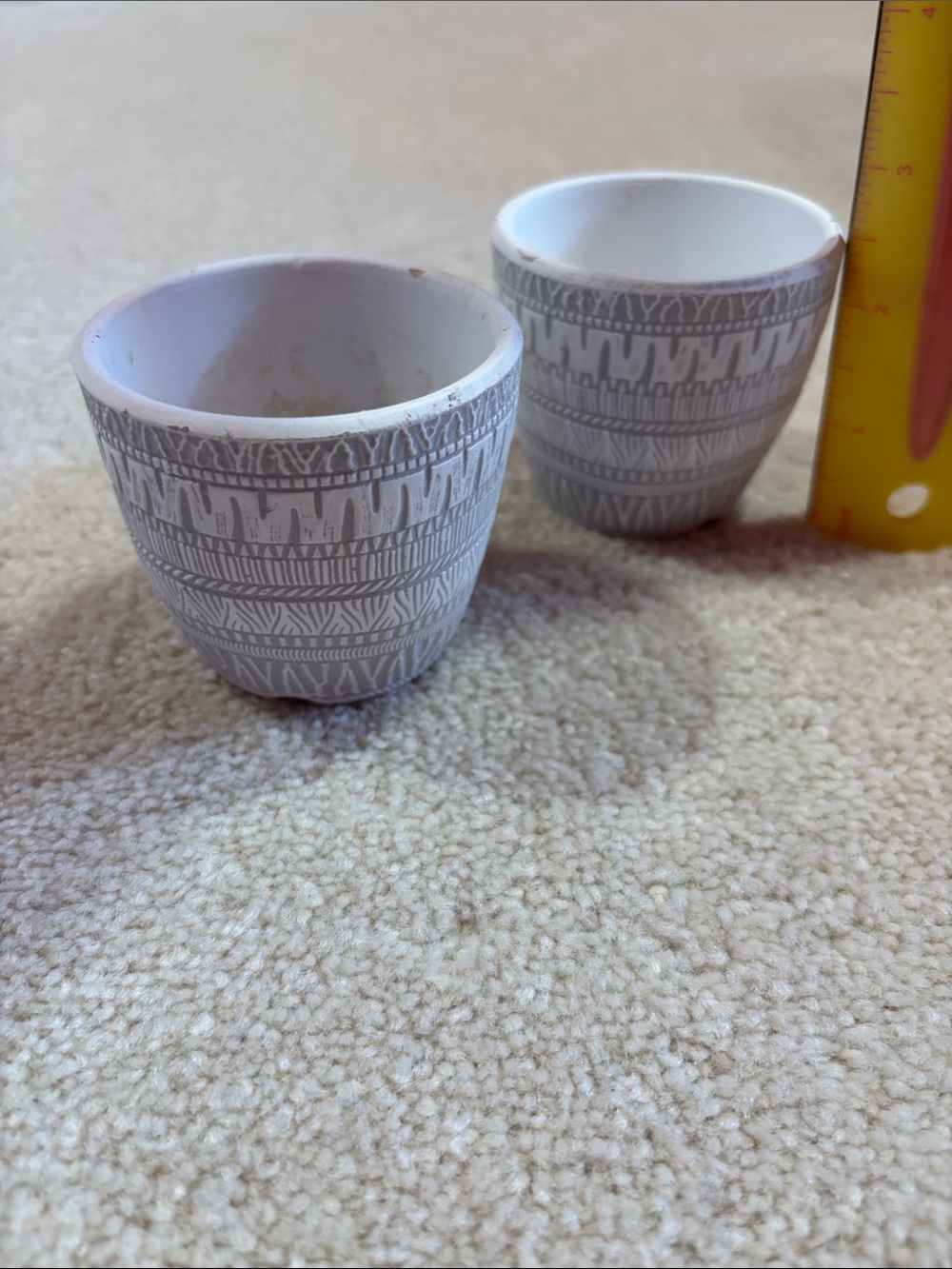 Decorative White and Gray Ceramic Planter Set - Home Art